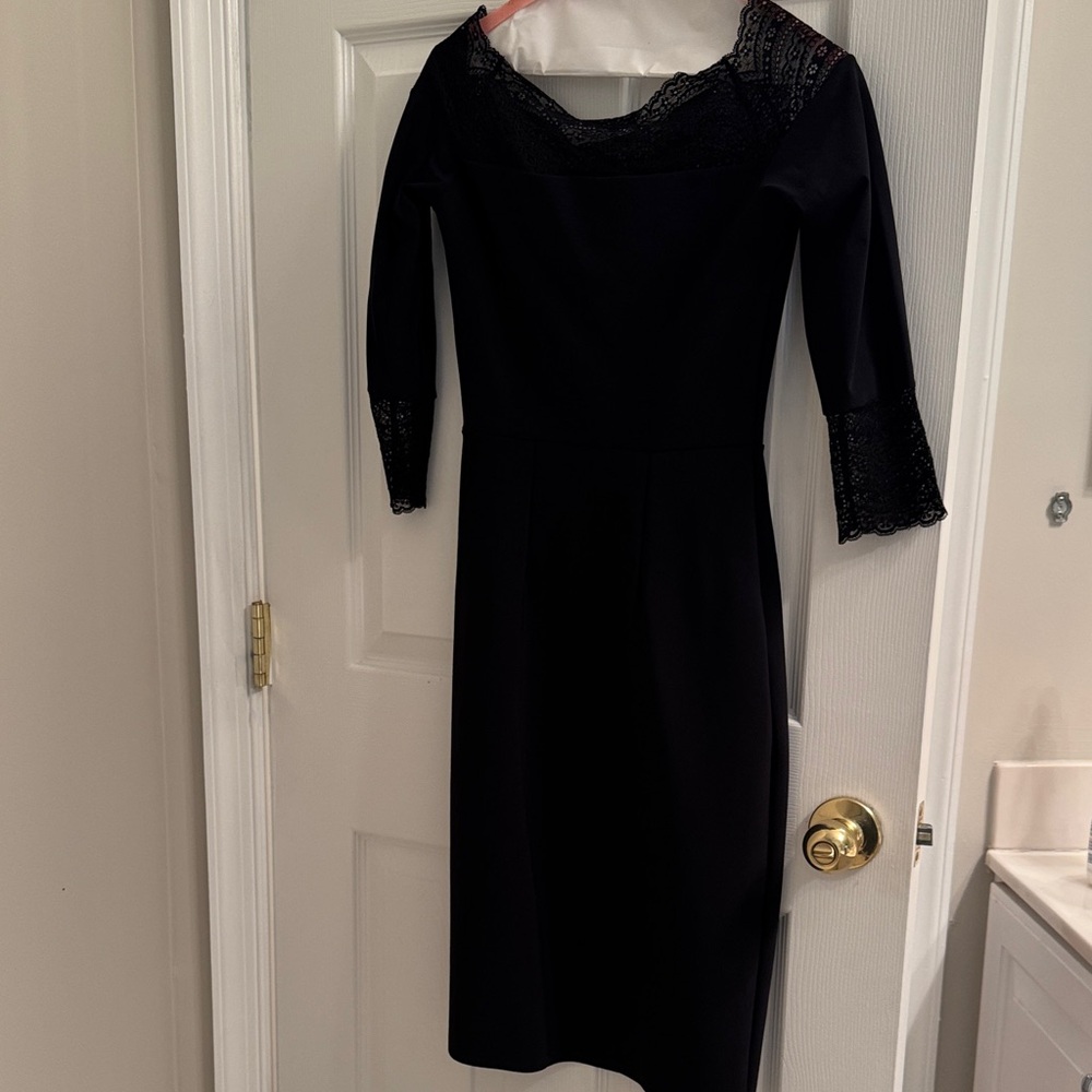 Chiara Boni Black Long Sleeve Dress with Lace